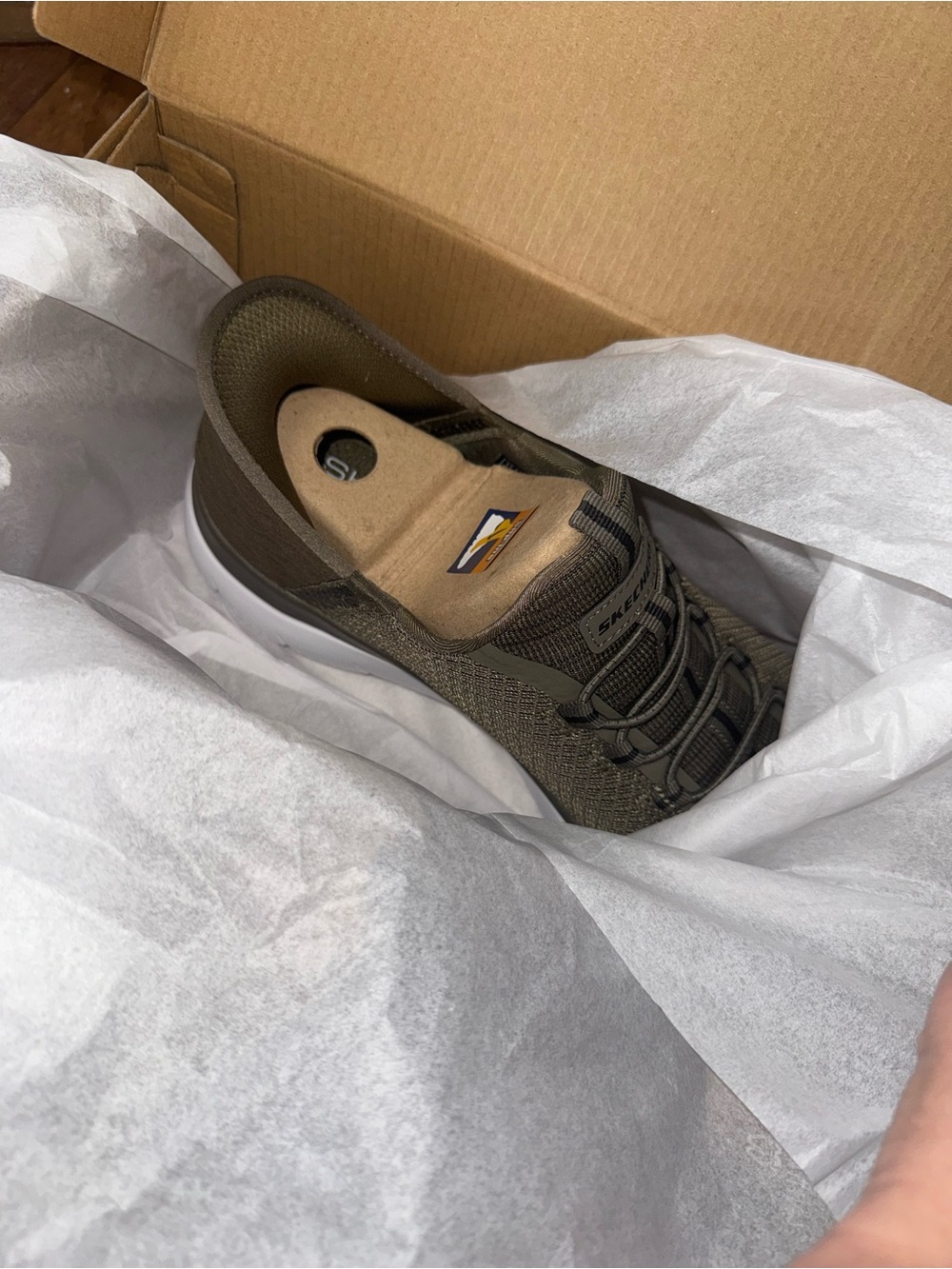 Skechers Men'S Summits High Range Hands Free Slip-In Sneaker In Olive Size 11 - Picture 7 of 9